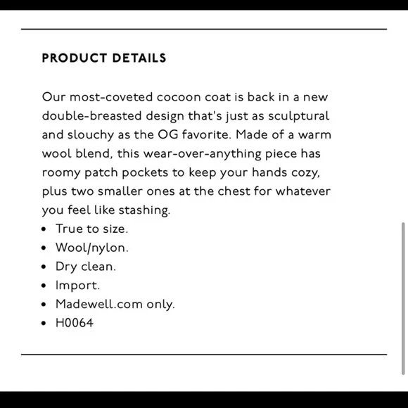 Madewell Navy Double-Breasted Coat - Picture 4 of 7